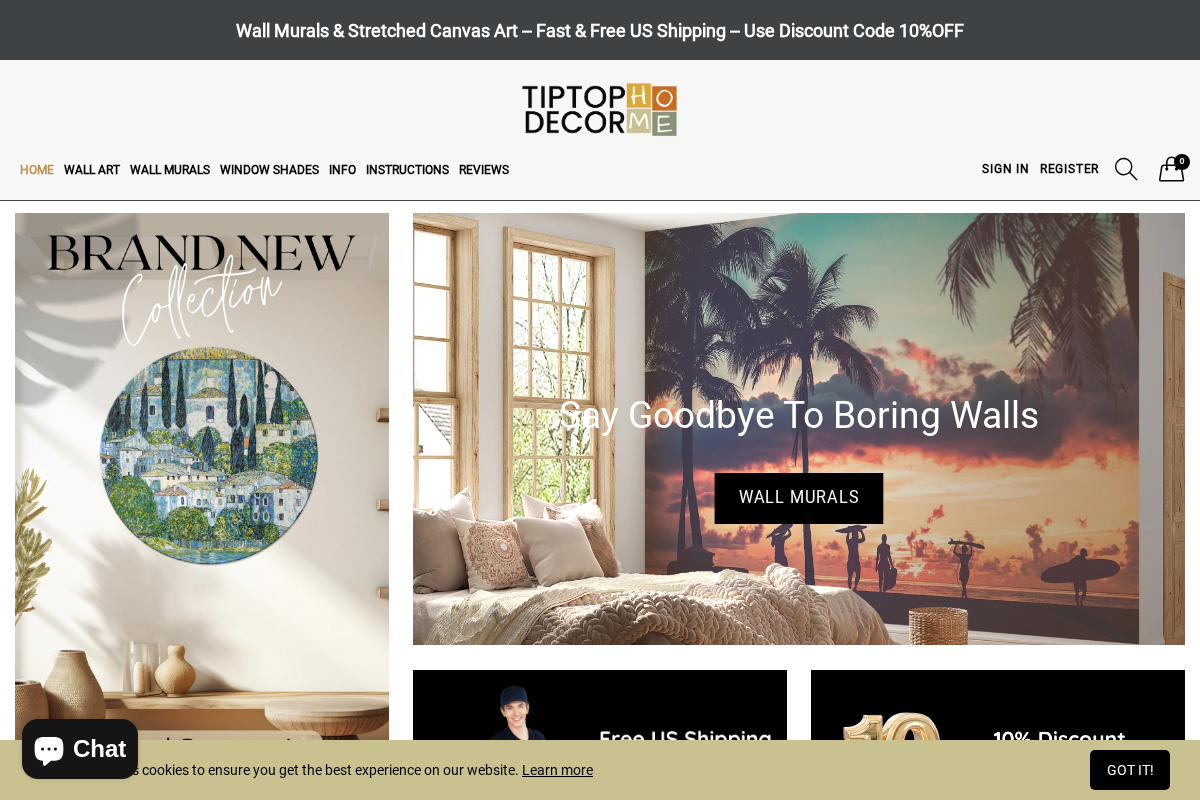 tiptophomedecor.com homepage screenshot