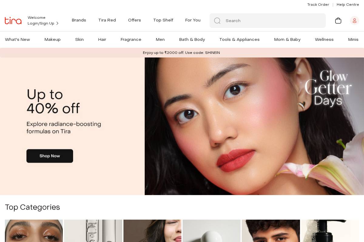 Tirabeauty homepage screenshot