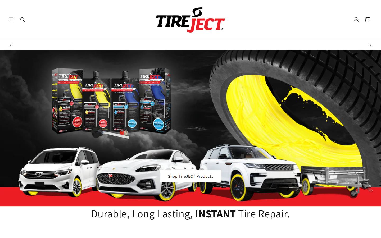 Tireject homepage screenshot