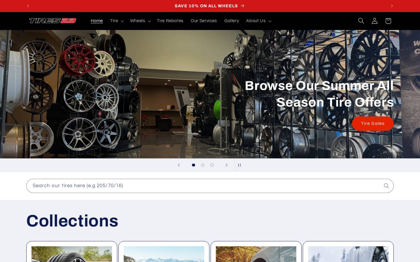 tires23.com homepage screenshot
