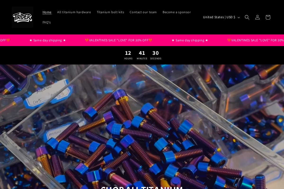 Tirider homepage screenshot