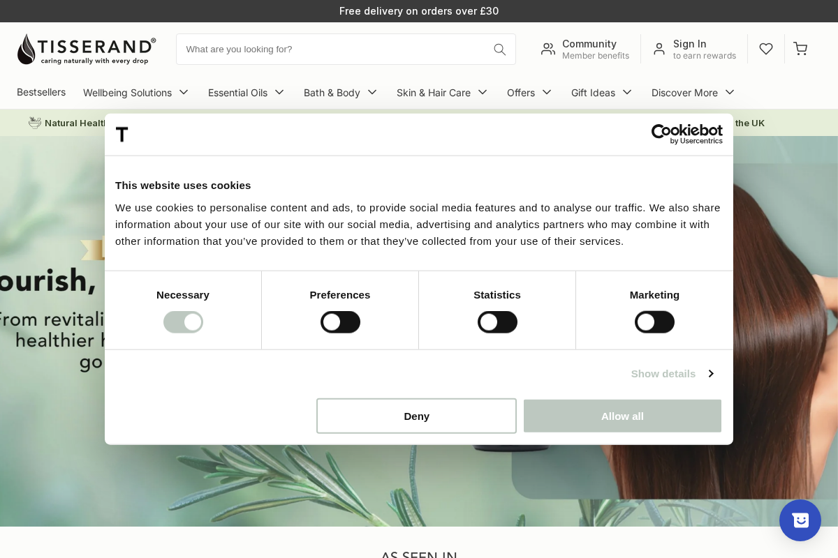 Tisserand Aromatherapy homepage screenshot