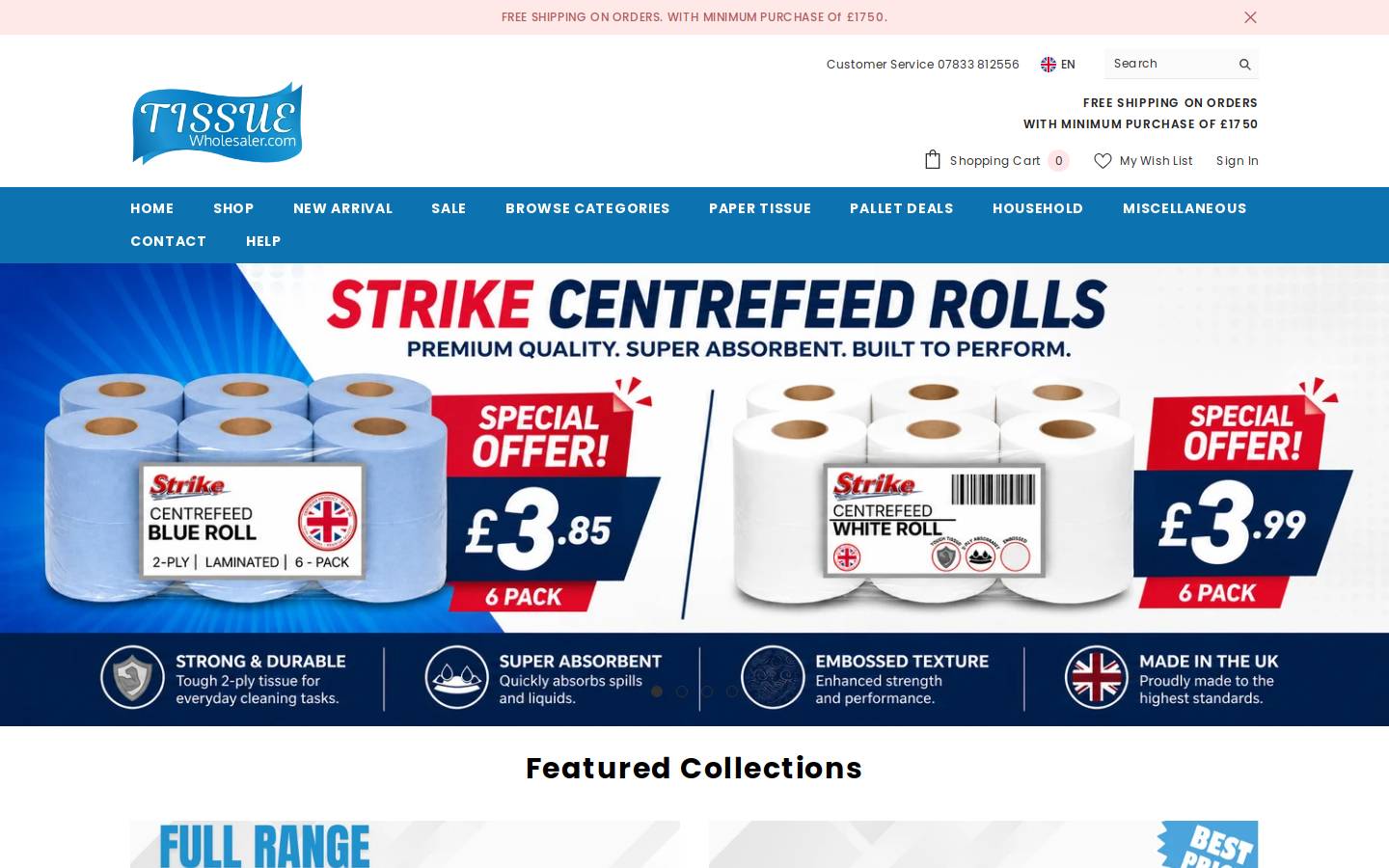 Tissuewholesaler homepage screenshot