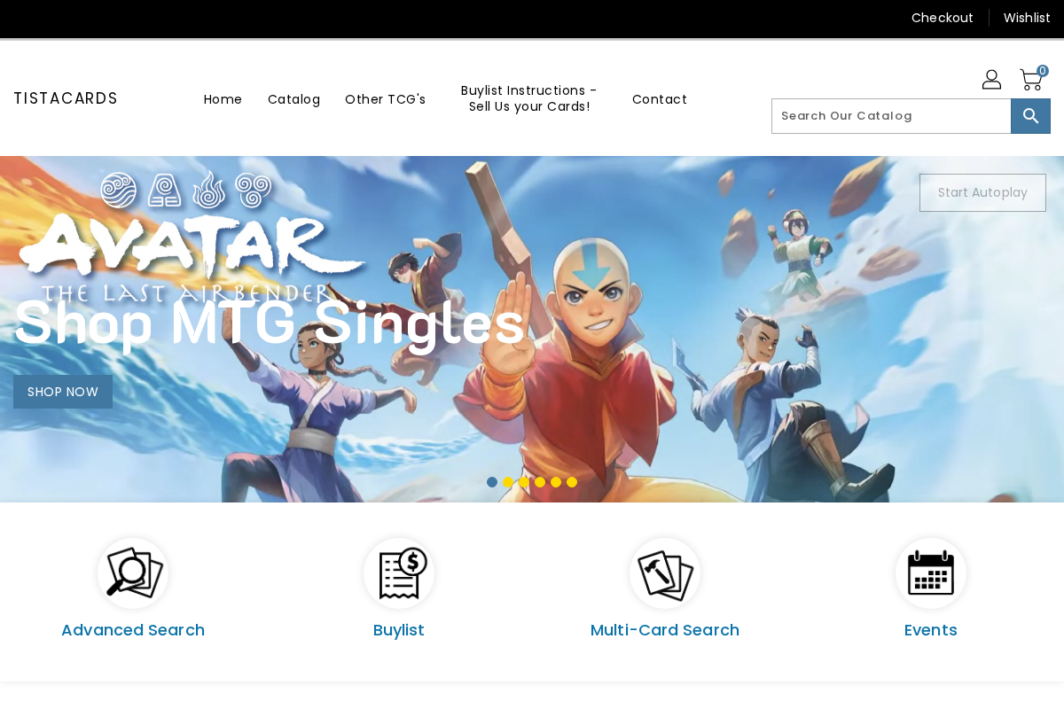 TistaCards homepage screenshot