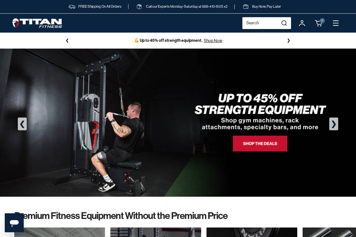Titan Fitness homepage screenshot
