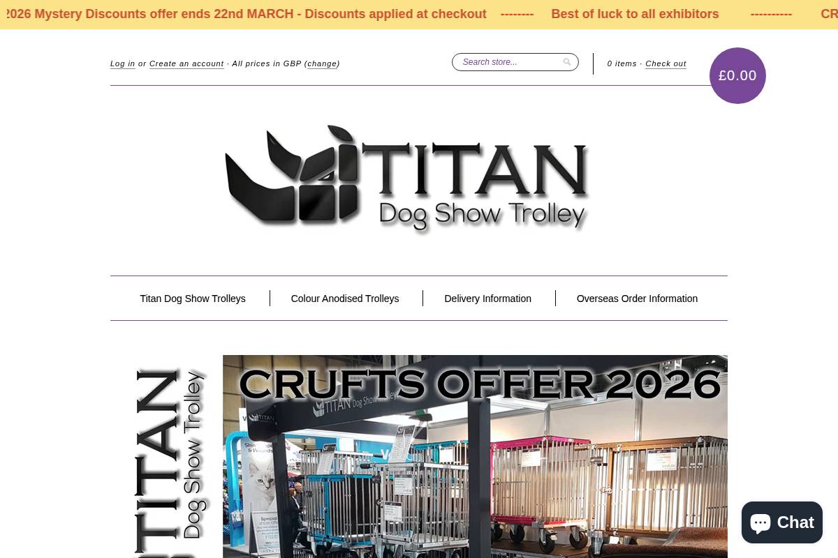 Titandogshowtrolleys homepage screenshot
