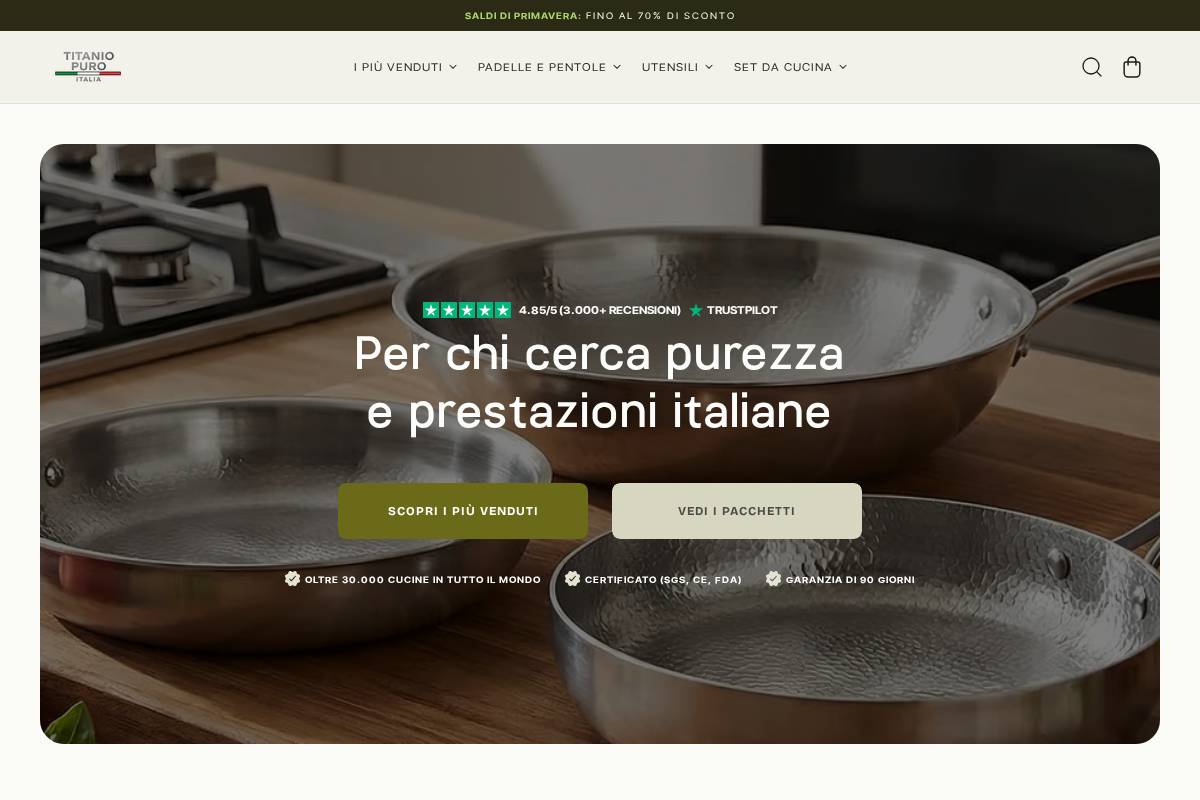 Titaniopuro homepage screenshot
