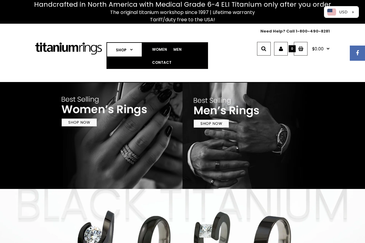 Titanium Rings homepage screenshot