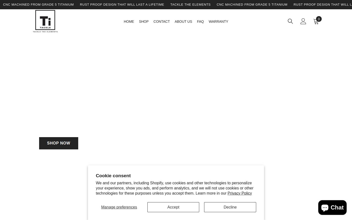 titaniumtackle.com homepage screenshot