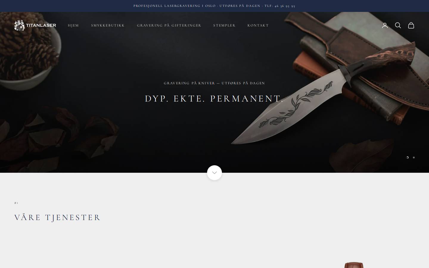 titanlaser.no homepage screenshot