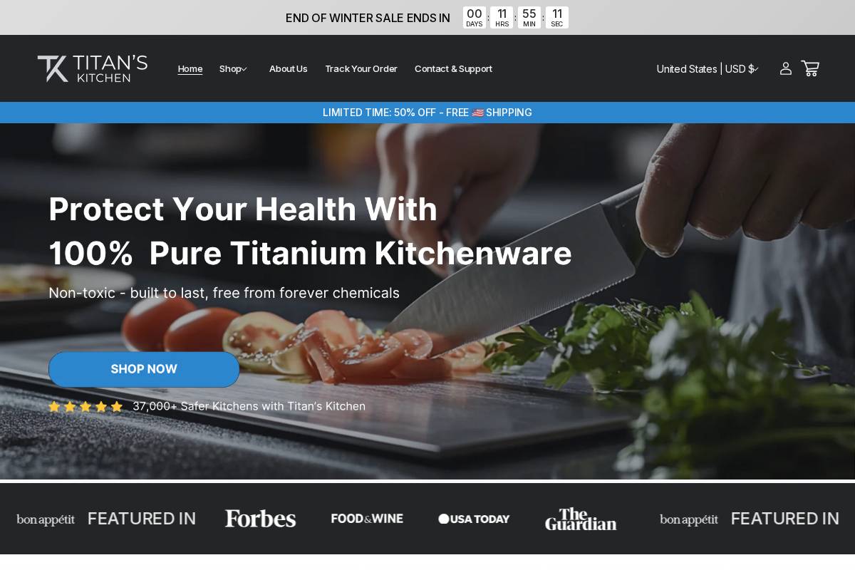 titanskitchen.com homepage screenshot