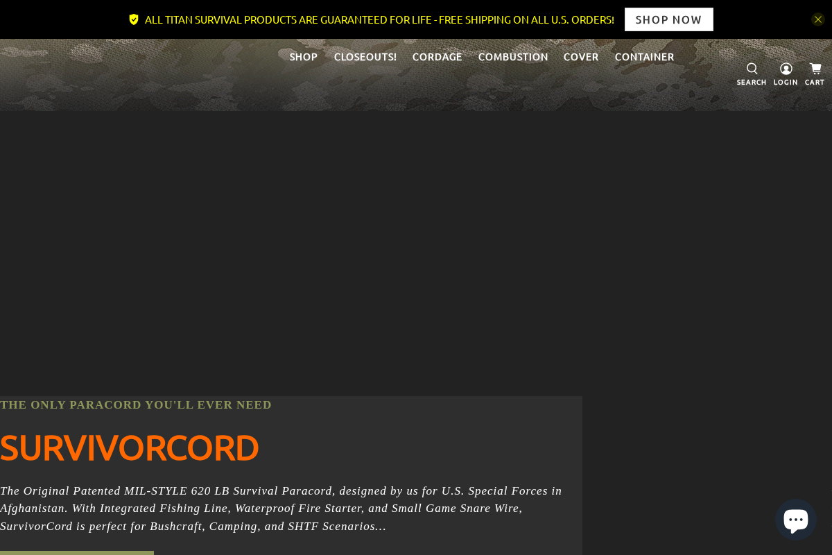 TITAN Survival homepage screenshot