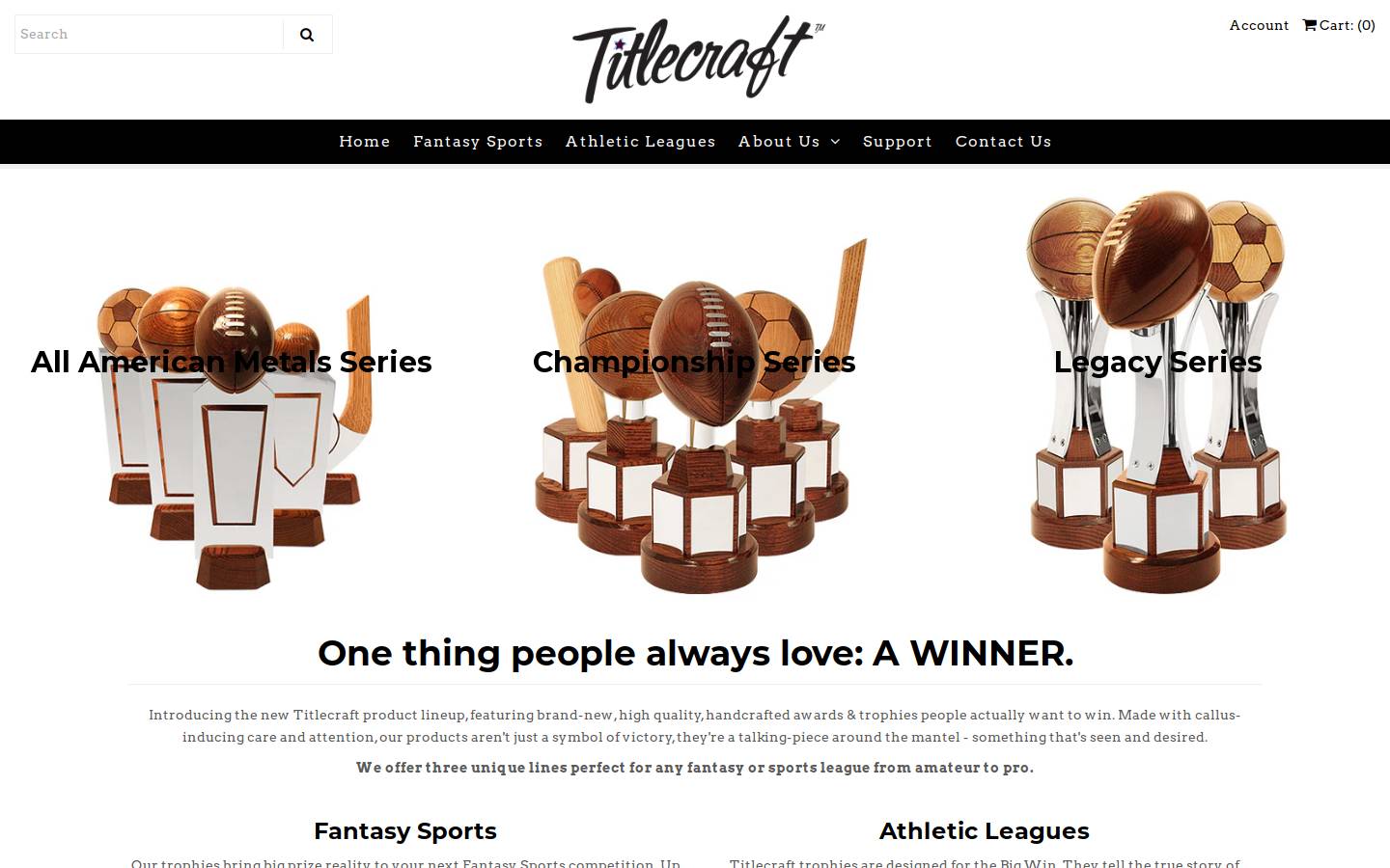 titlecrafttrophies.com homepage screenshot