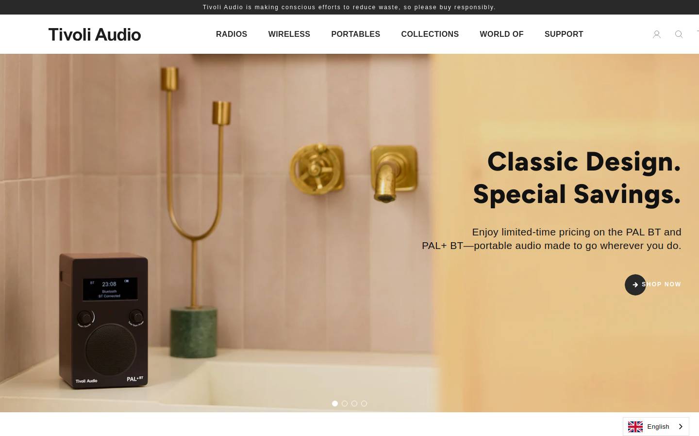 Tivoli Audio homepage screenshot