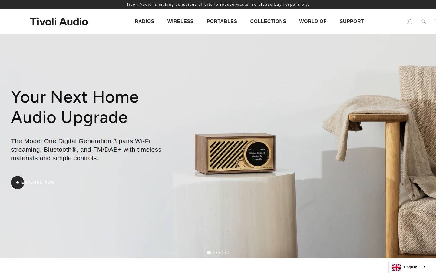 Tivoli Audio homepage screenshot