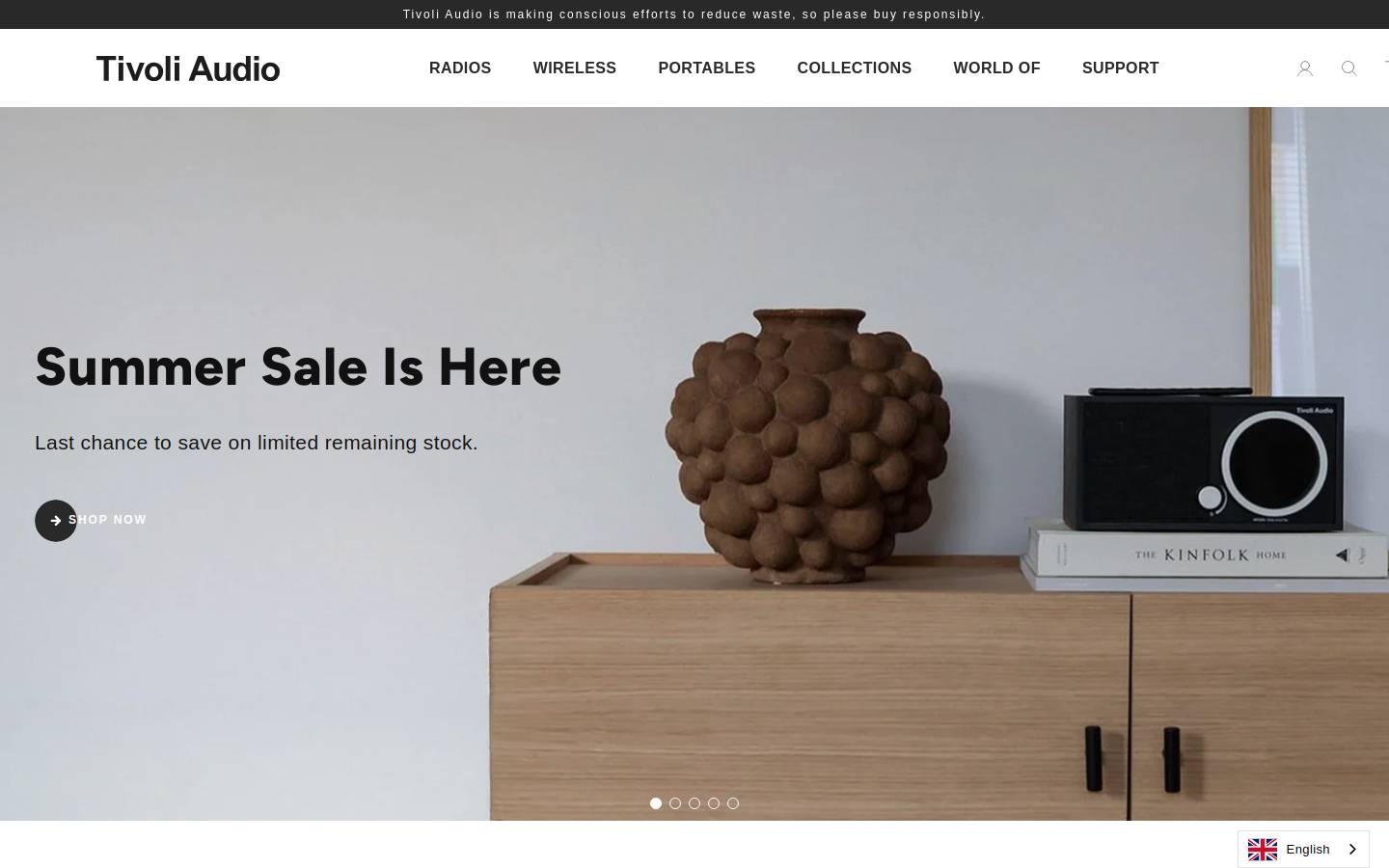 Tivoli Audio homepage screenshot