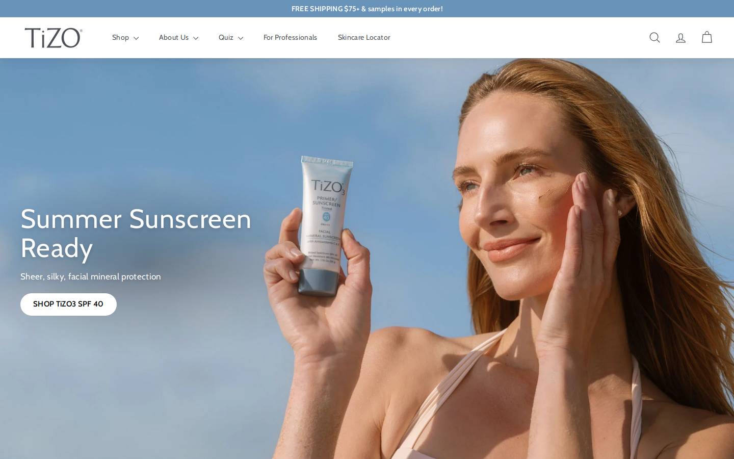 tizoskin.com homepage screenshot
