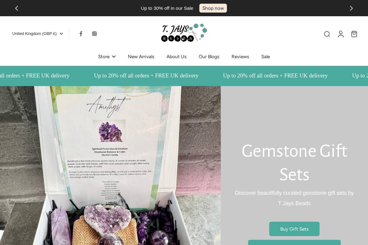 tjaysbeads.co.uk homepage screenshot