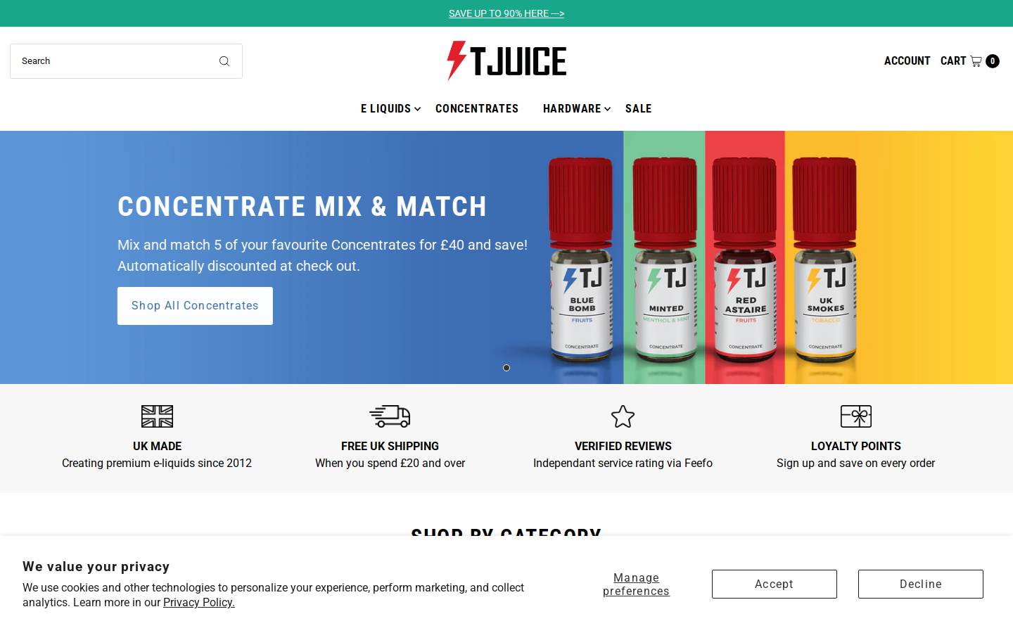 tjuice.co.uk homepage screenshot