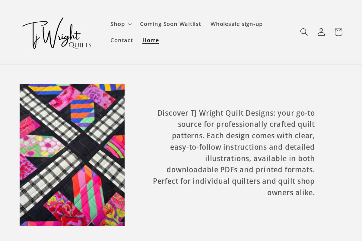 tjwrightquilts.com homepage screenshot