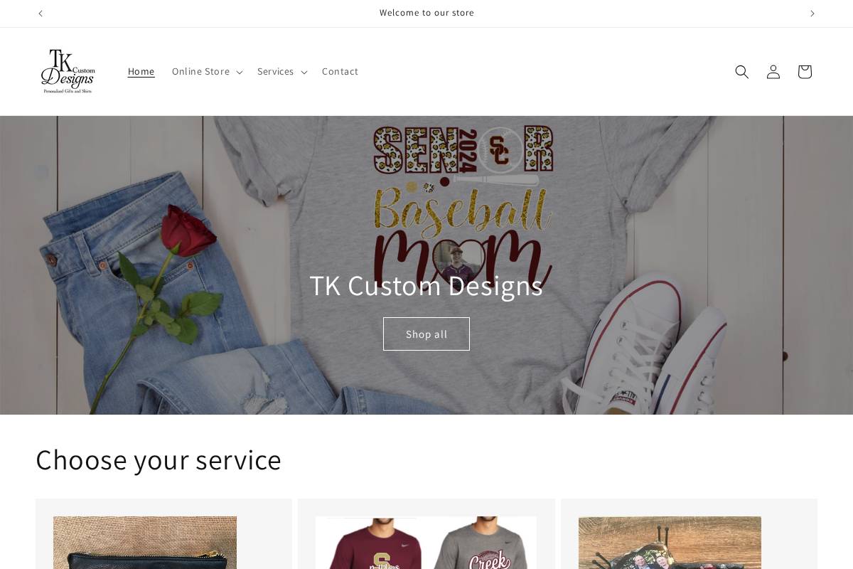tkcustomdesigns.com homepage screenshot