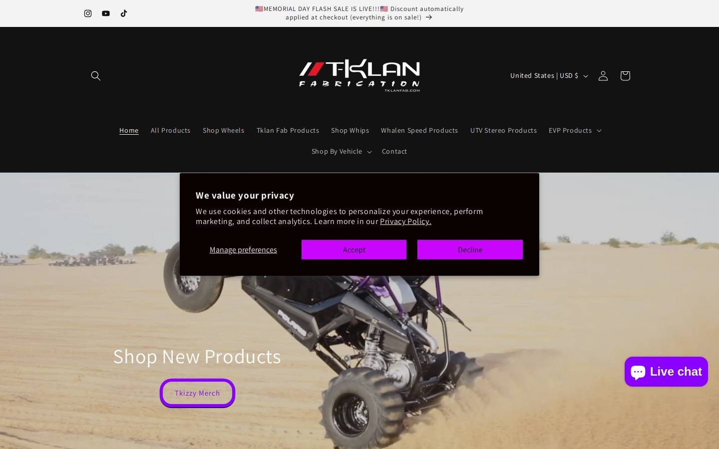tklanfab.com homepage screenshot