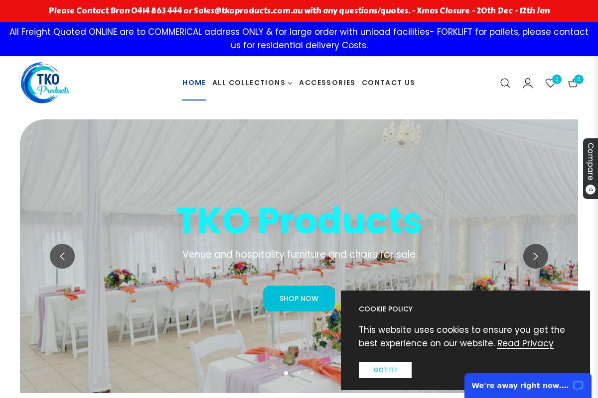 tkoproducts.com.au homepage screenshot