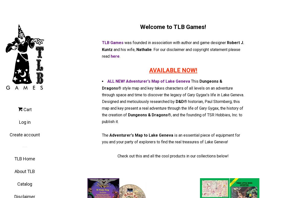 tlbgames.com homepage screenshot