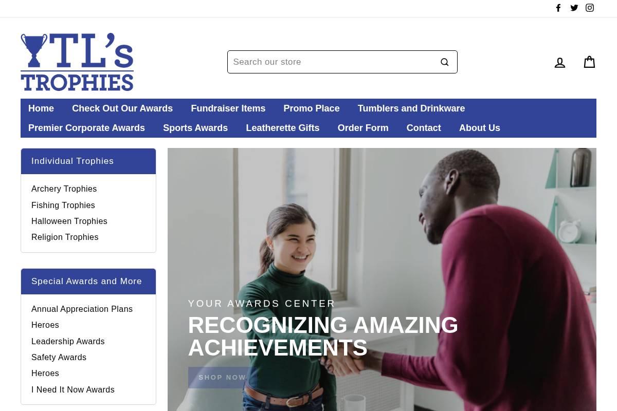 tlstrophies.com homepage screenshot