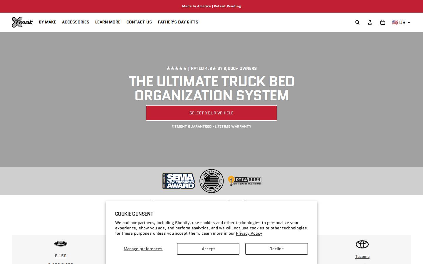 Tmat Products homepage screenshot