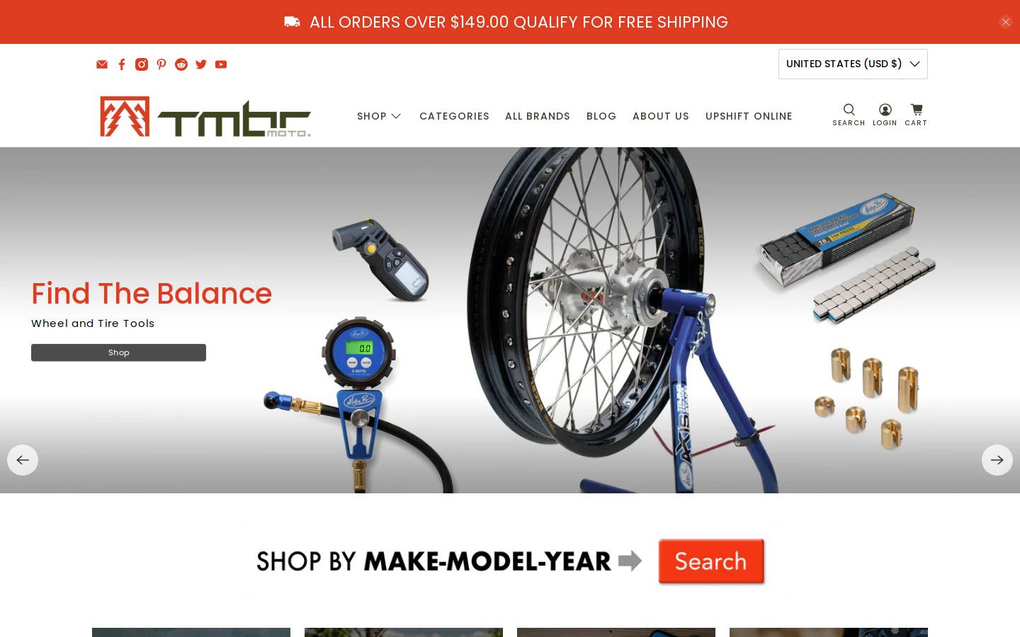 tmbrmoto.com homepage screenshot