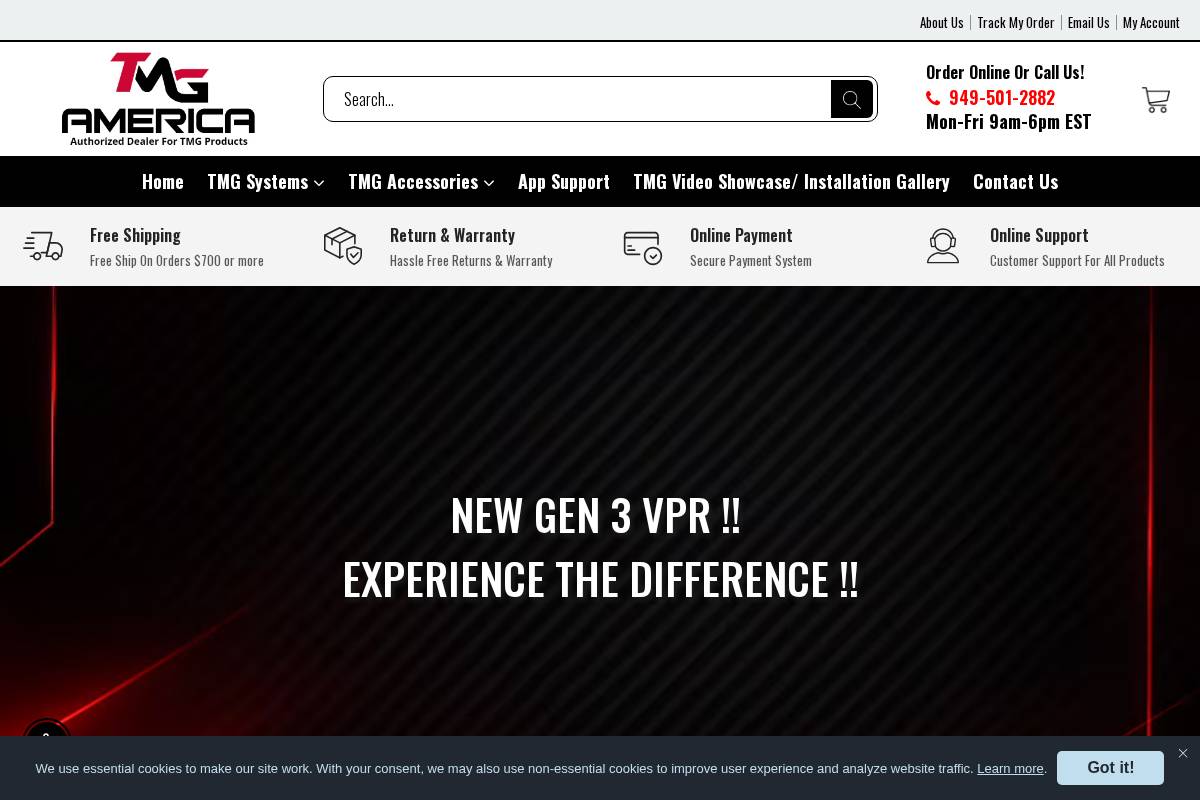tmgamerica.com homepage screenshot