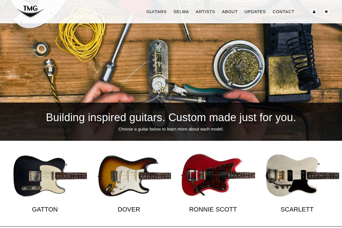 tmgguitarco.com homepage screenshot