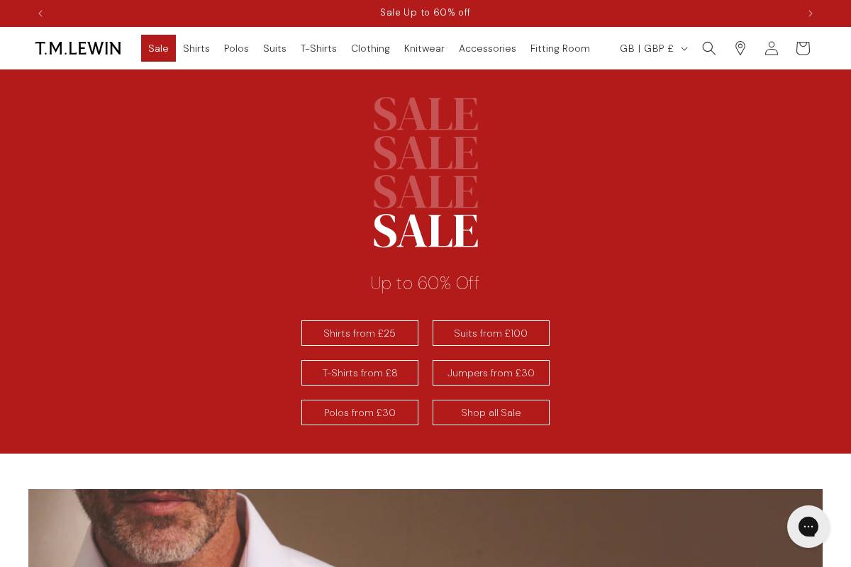 T.M.Lewin homepage screenshot