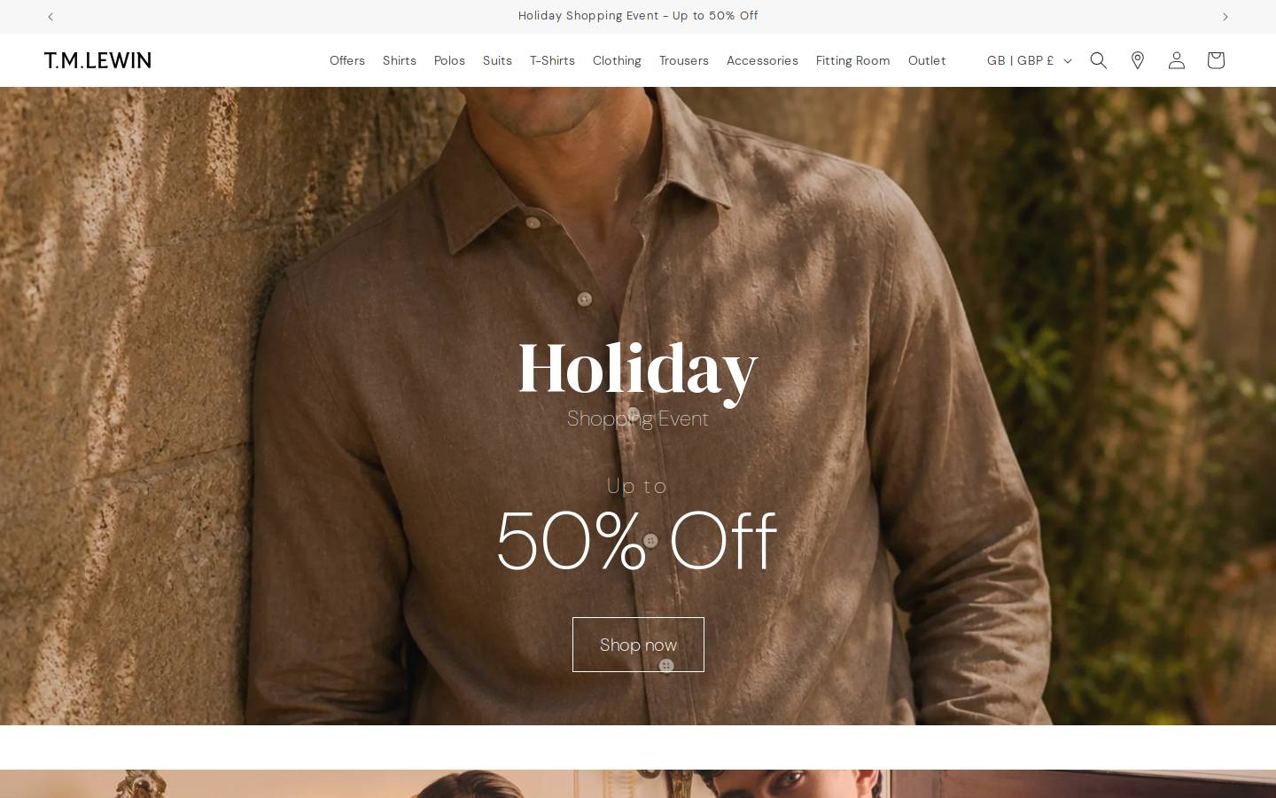 T.M.Lewin homepage screenshot