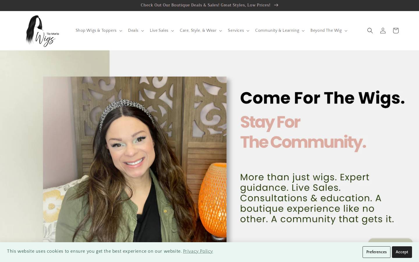 tmwigs.com homepage screenshot