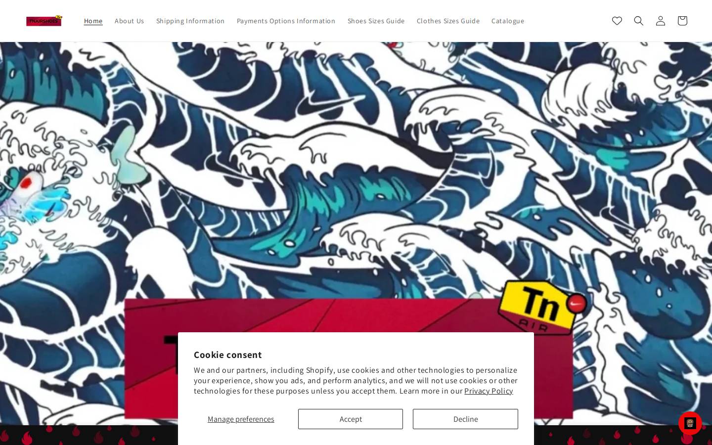tnairshoes.com.au homepage screenshot