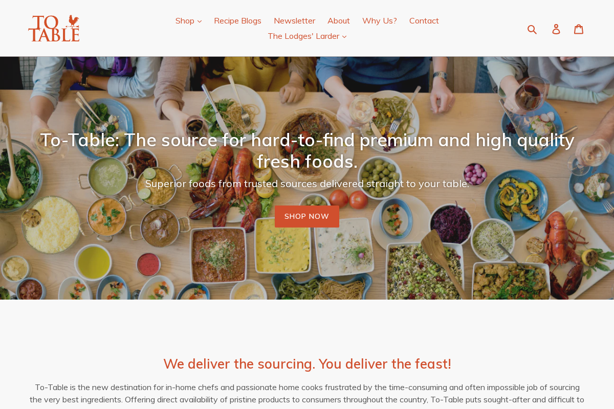 To-Table homepage screenshot
