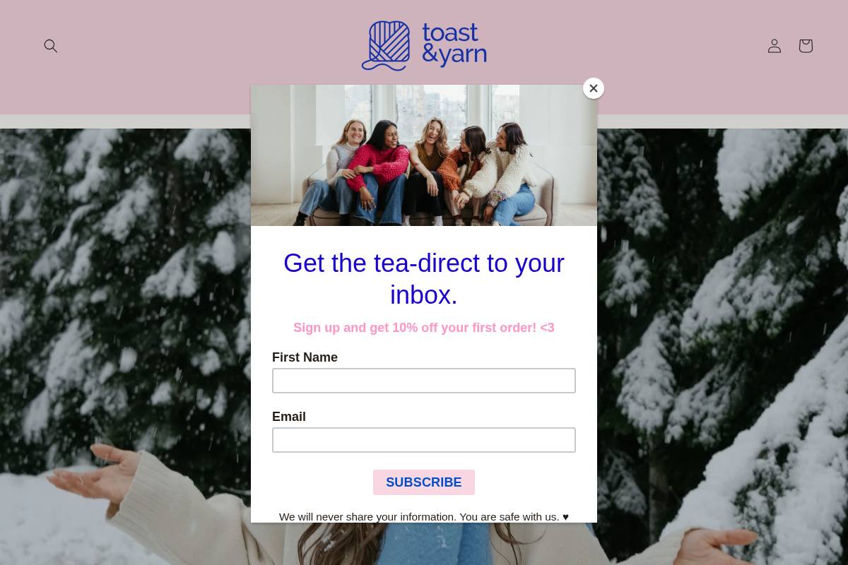 toastandyarn.com homepage screenshot