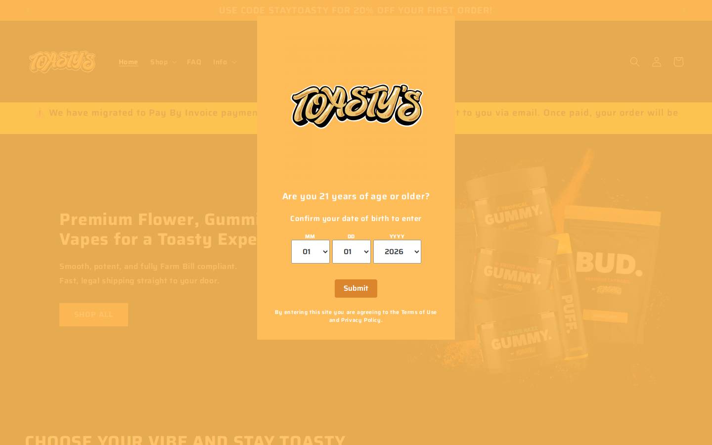 toastysco.com homepage screenshot