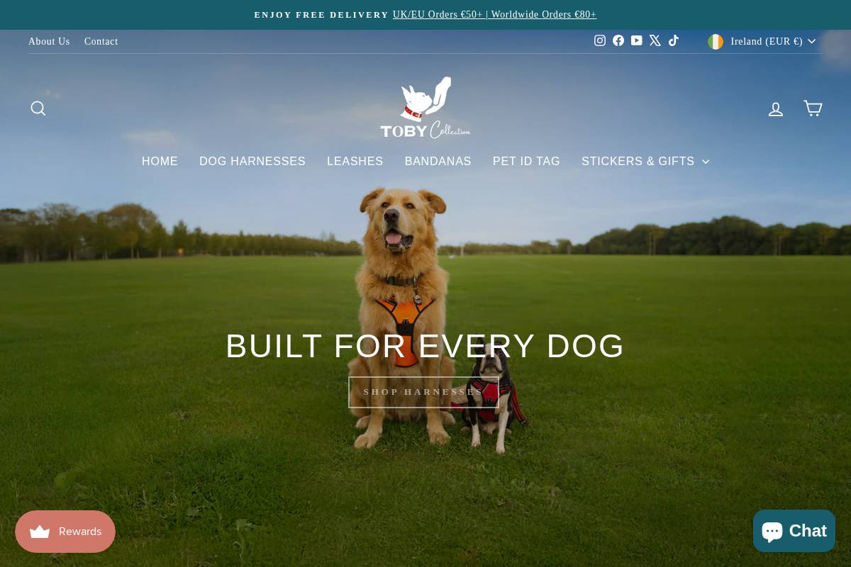 Toby Collection homepage screenshot