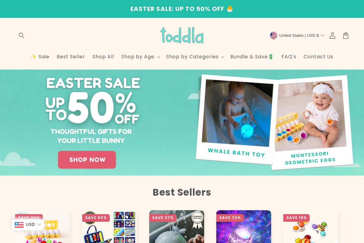 toddla.co homepage screenshot