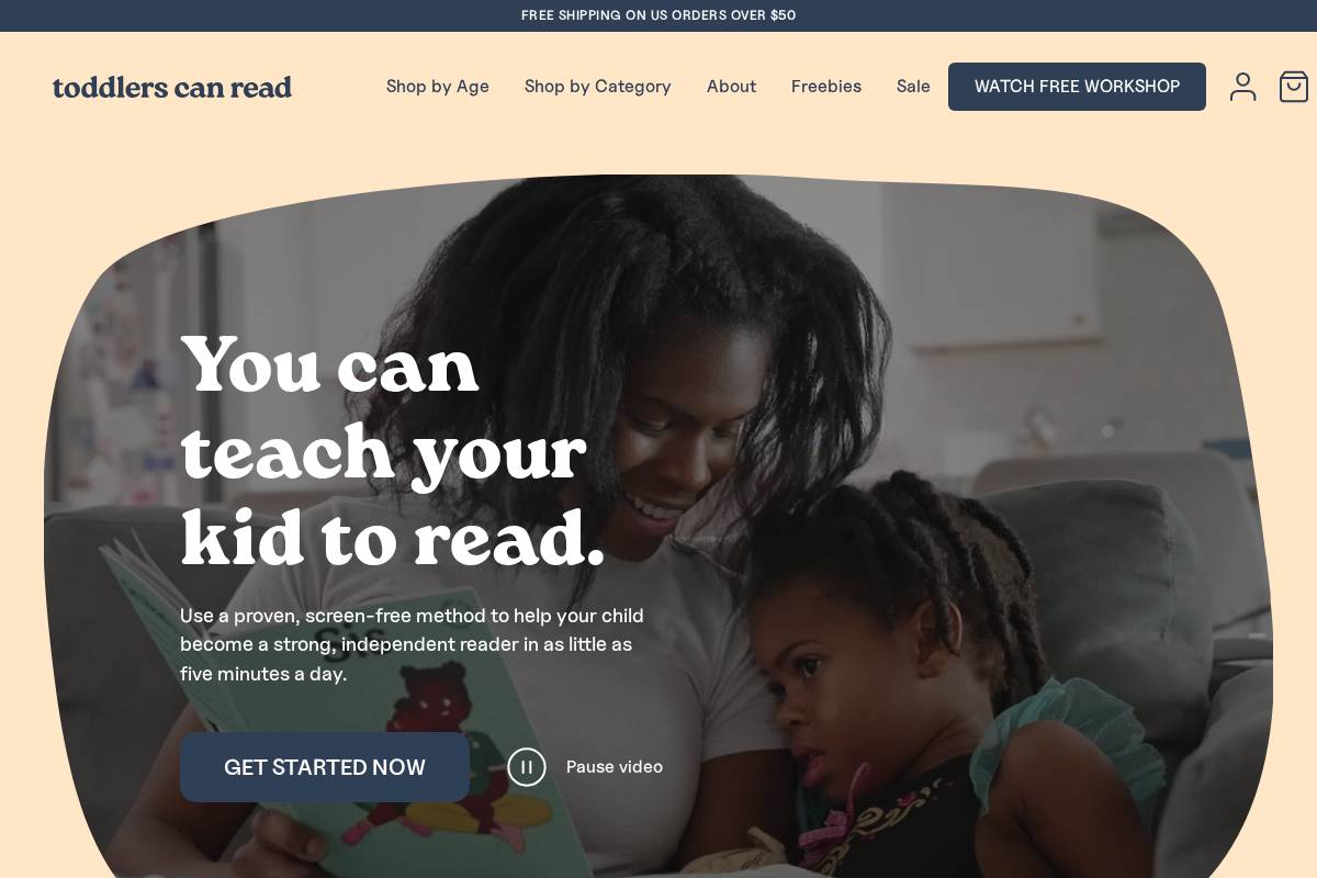 toddlersread.com homepage screenshot