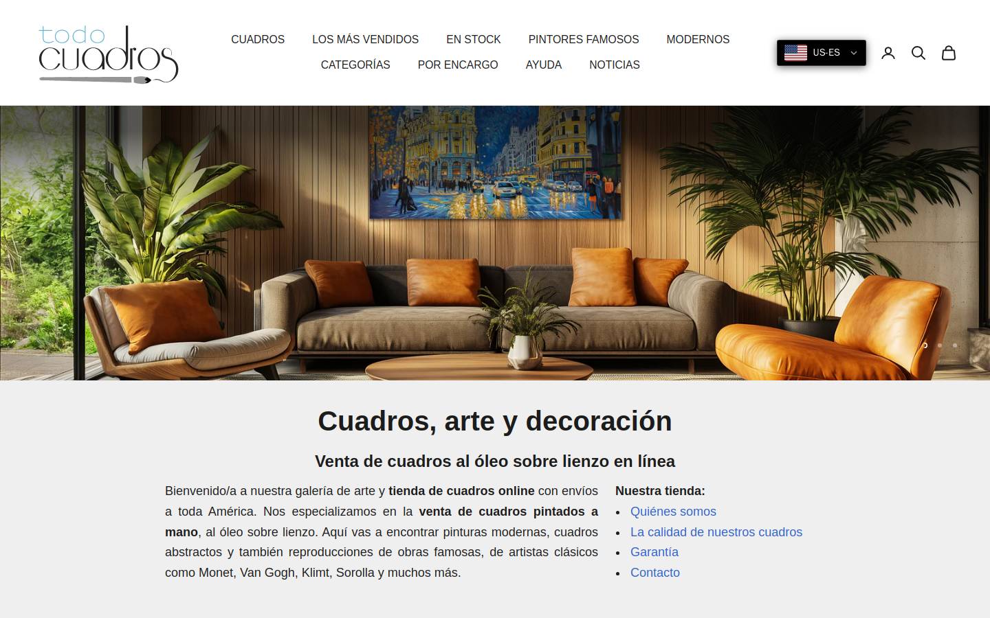 todocuadros.com homepage screenshot