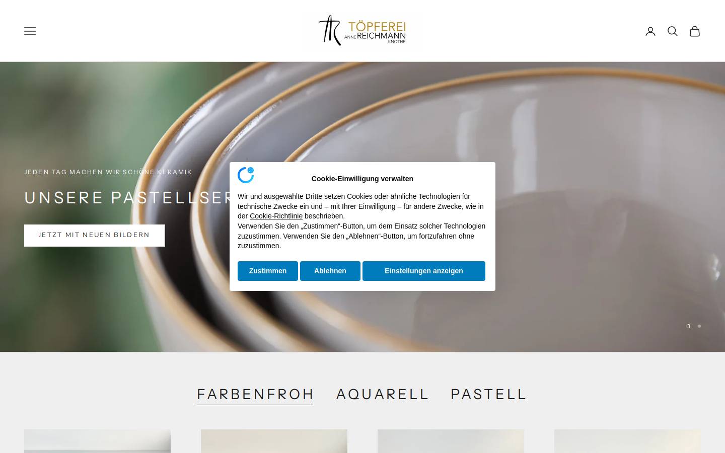 toepferei-reichmann.de homepage screenshot