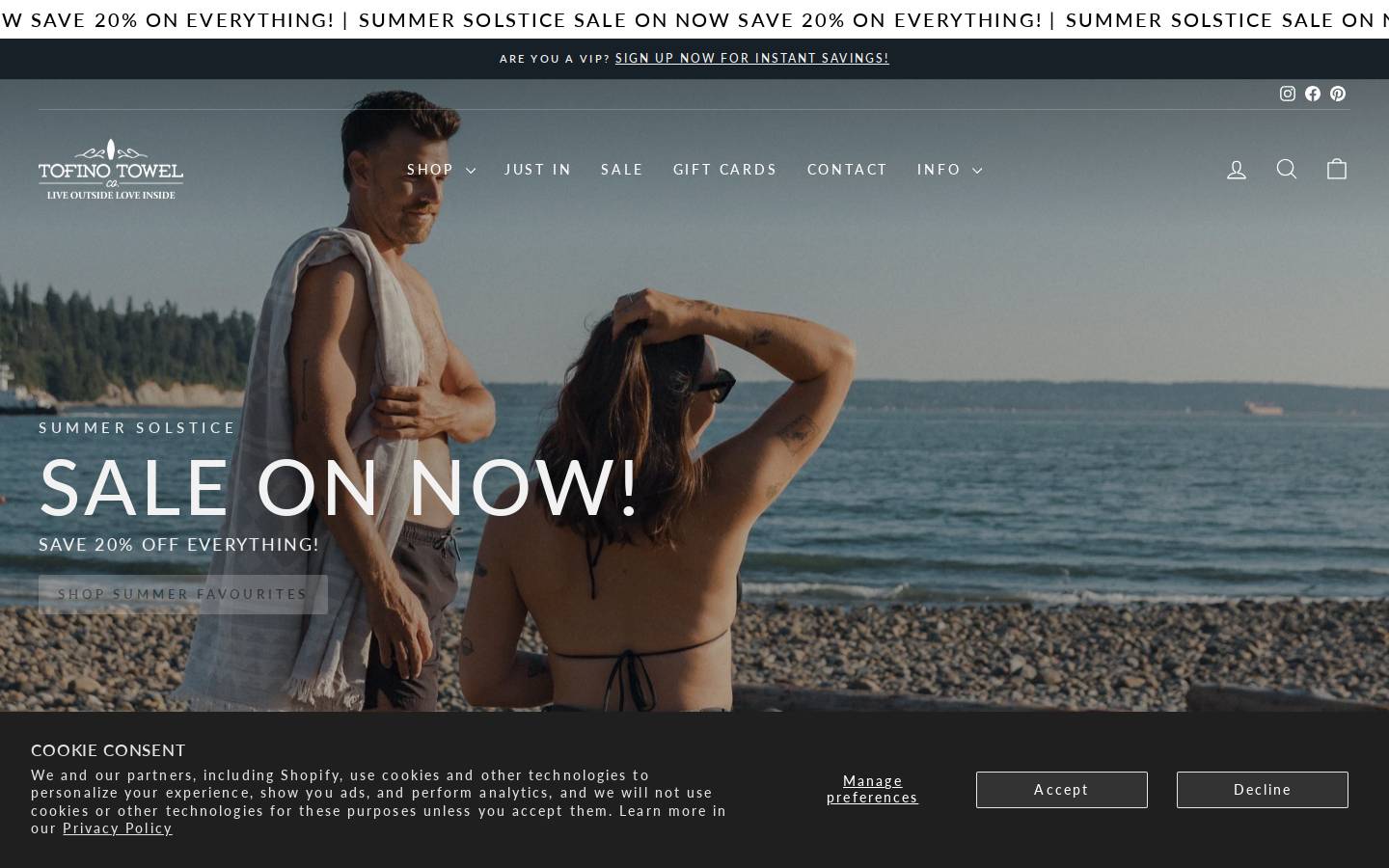 tofinotowelco.com homepage screenshot