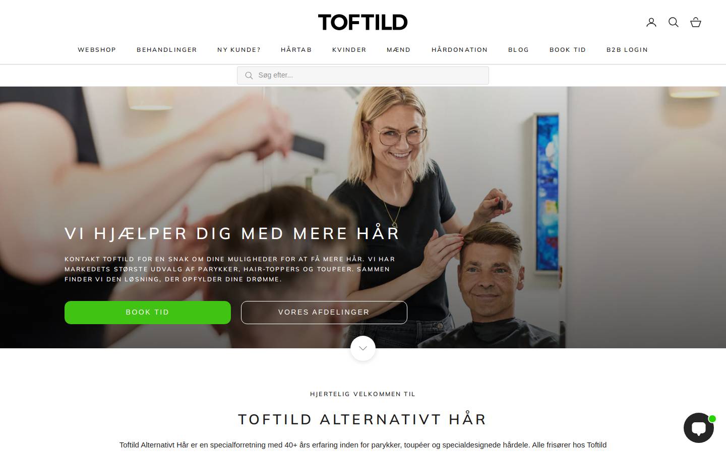 Toftild Alternativt Hår homepage screenshot