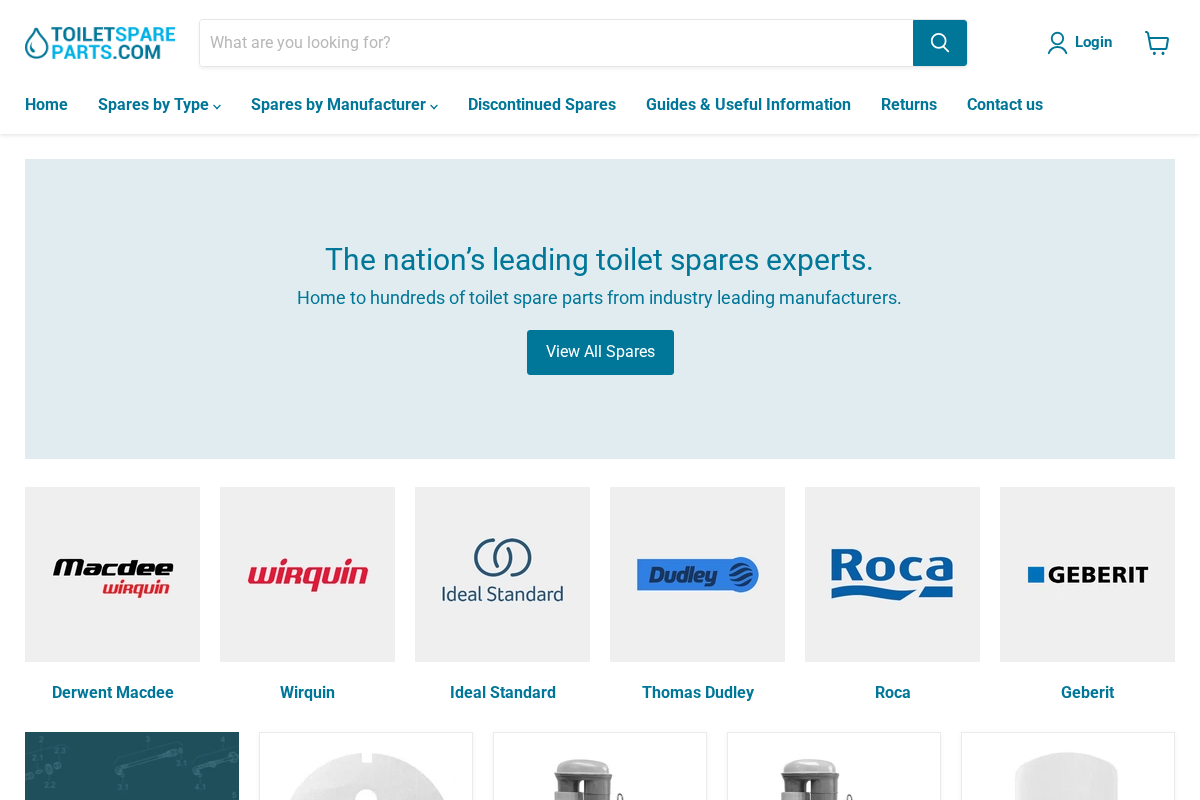 Toiletspareparts homepage screenshot