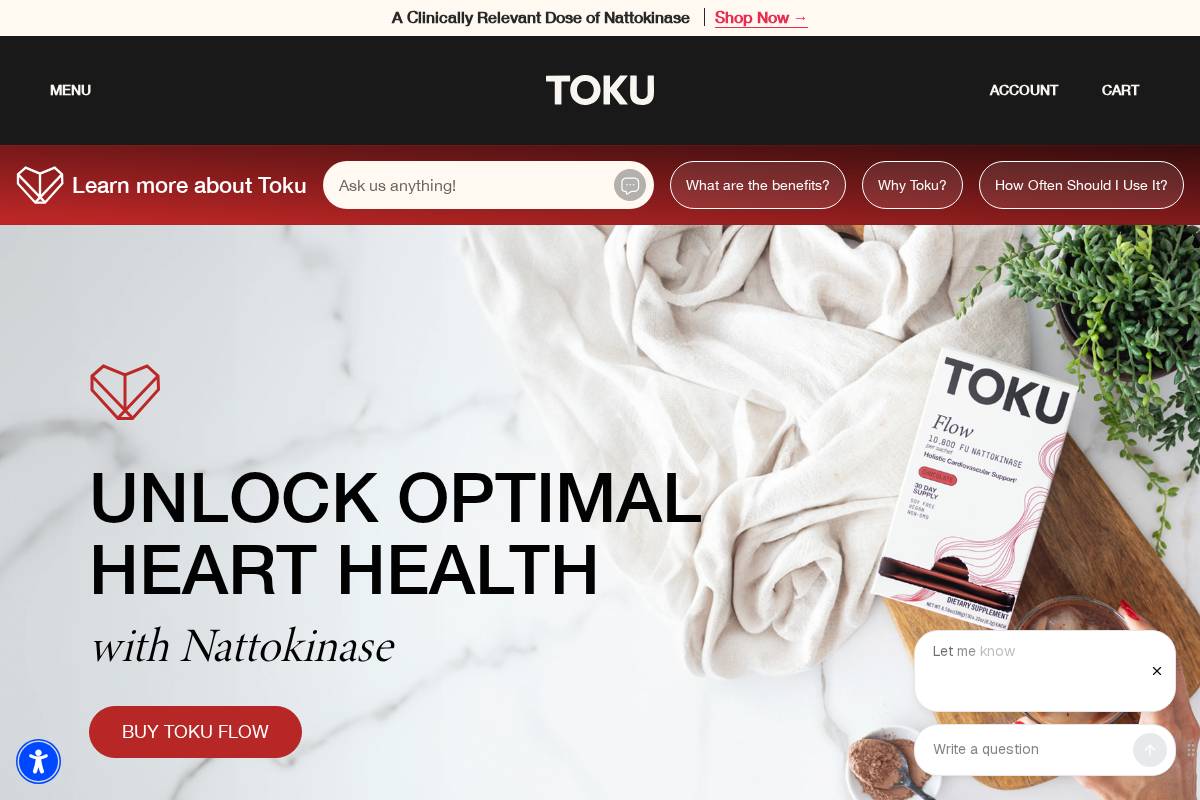 tokuhealth.com homepage screenshot