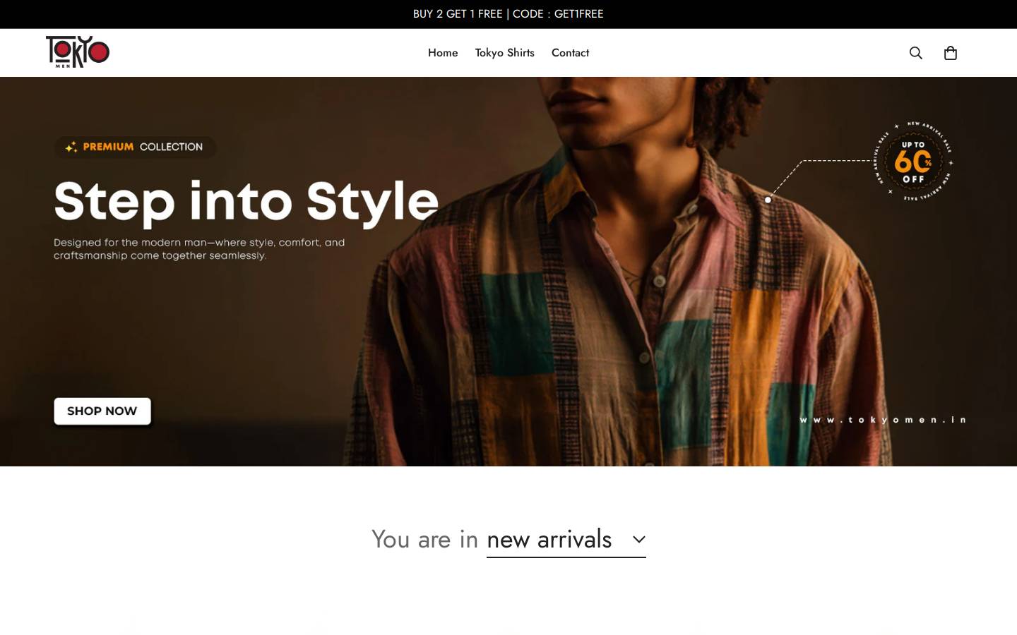 tokyomen.in homepage screenshot